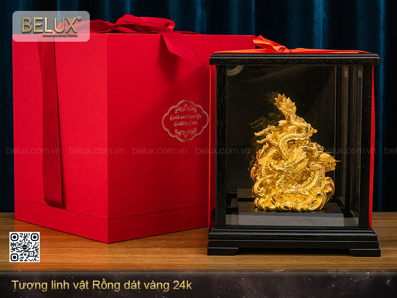 Tượng linh vật Rồng dát vàng 24k